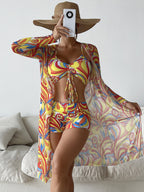R&B | Dreiteilige Bluse mit hoher Taille und langen Ärmeln mit Kordelzug