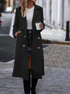 R&B | Doppelt Knopf Langarm Gürtel Trenchcoat Mit Einfarbig Für Damen Perfekt Für Den Alltag