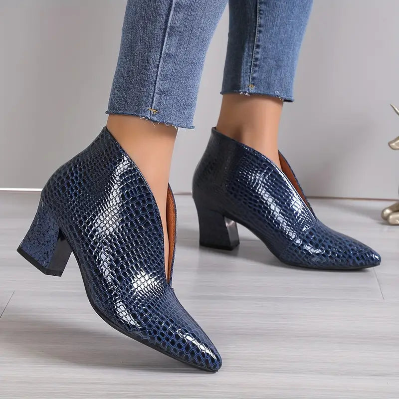 R&B | Glänzende Croco Print Stiefeletten