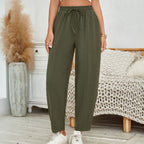 R&B | Locker lässige Neun-Punkt-Hose mit Kordelzug und elastischer Taille