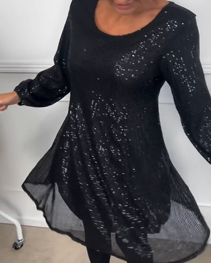 R&B | Elegante Laterne Ärmel Pailletten A-Linie