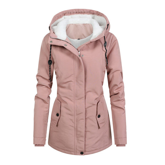 R&B | Damen Fleecejacke mit Kapuze und Kordelzug