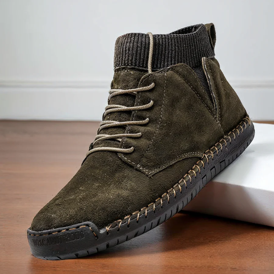 Retro-Wildlederschuhe mit Ripp- und Stichmuster R&B R&B