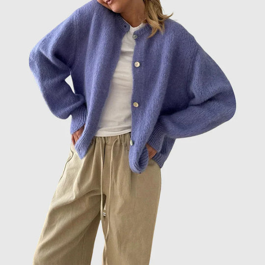 R&B | Damen Cardigan mit Rundhalsausschnitt und Knopfverschluss