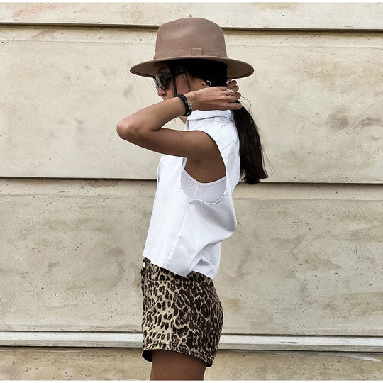 R&B - Denim Leopard Shorts