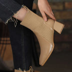 R&B | Stiefel mit Quadratischer Zehenpartie und Elastischen Stricksocken
