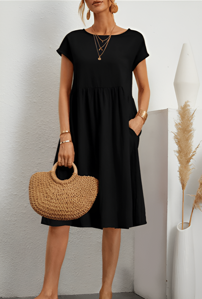R&B | Damen Baumwoll Leinen Midi Kleid