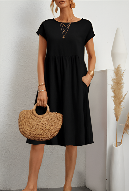R&B | Damen Baumwoll Leinen Midi Kleid