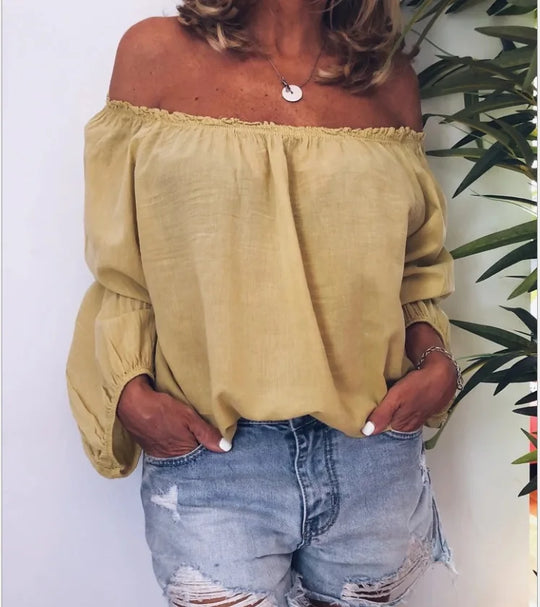 R&B | Off Shoulder Bluse mit Eleganten Ballonärmeln