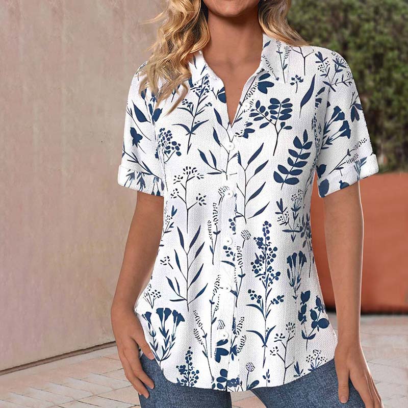 R&B | Freizeitbluse mit Blätterdruck