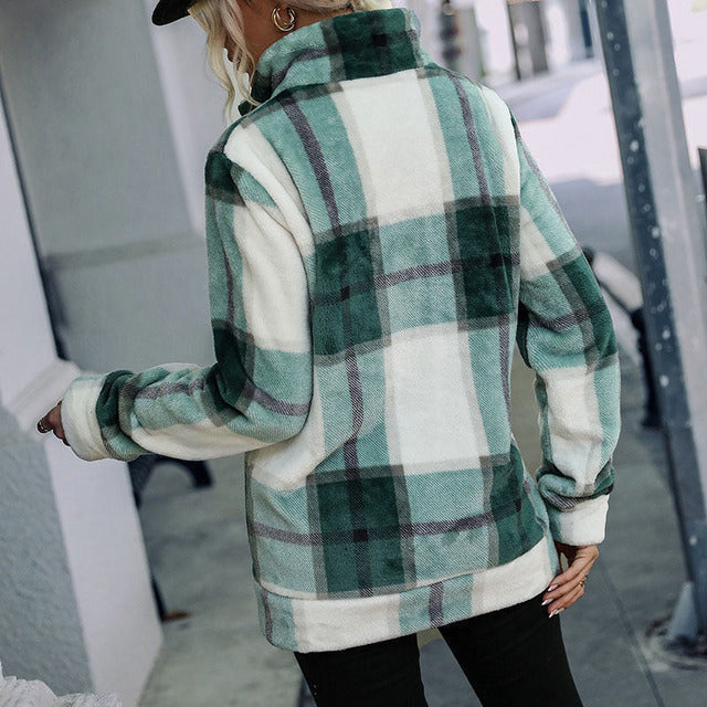 R&B | Karierter Fleecejacke Polyester Warm, Komfortabel