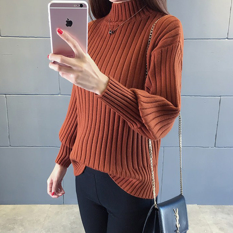 Damen Grobstrickpullover mit hochstehendem Kragen und strukturiertem Design R&B