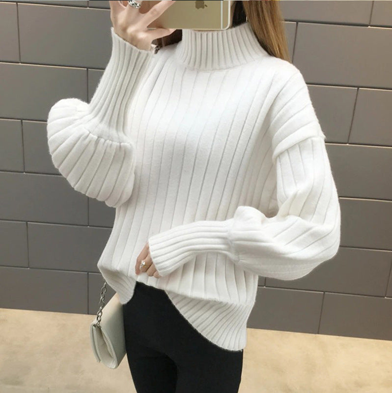 Damen Grobstrickpullover mit hochstehendem Kragen und strukturiertem Design R&B
