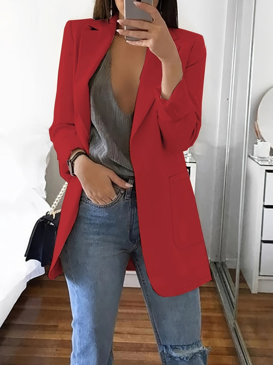 R&B | Eleganter Business-Einfarbiger Lange Blazer mit Reversideal für alle Jahreszeiten