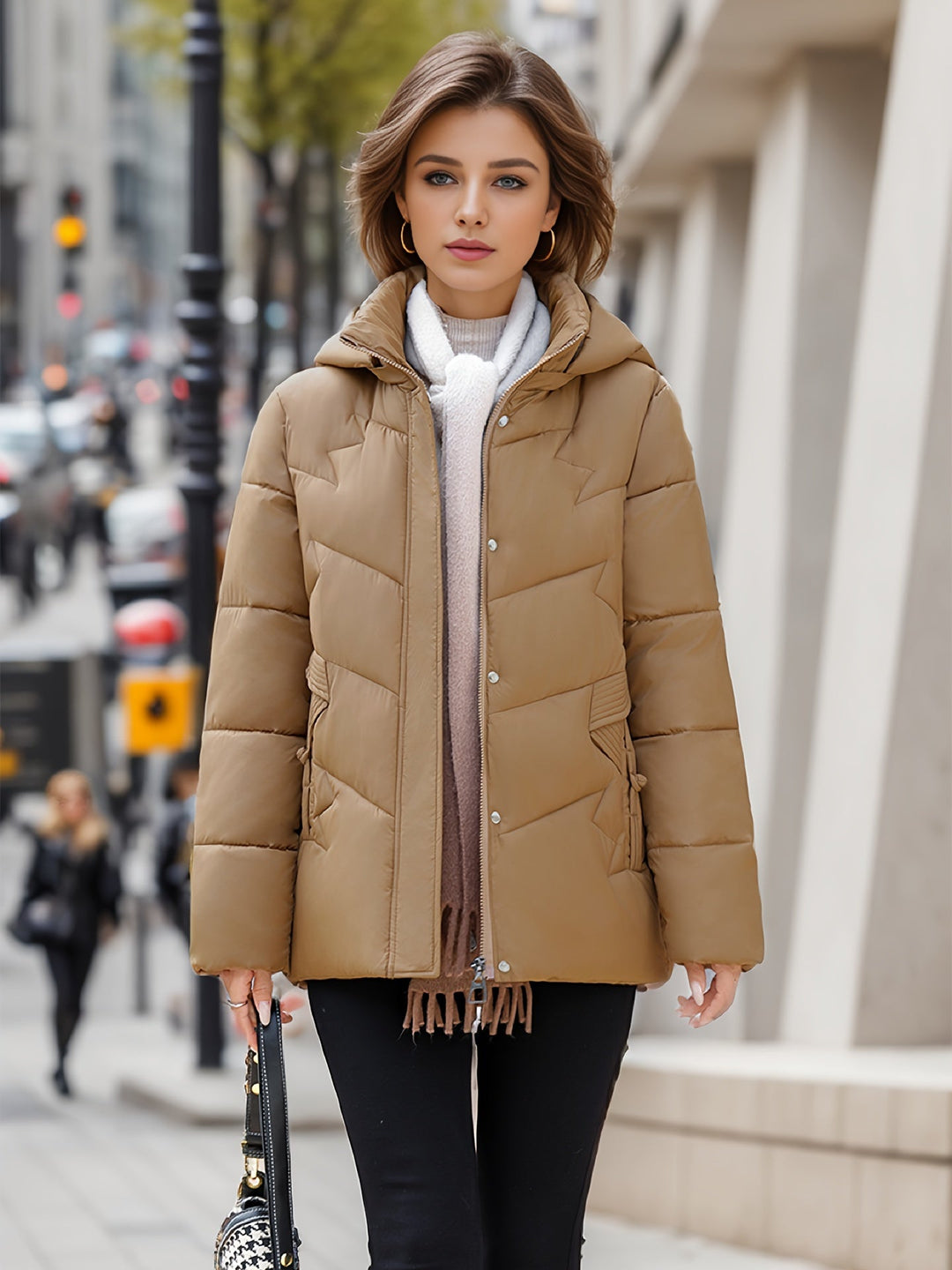 R&B | Stylischer dicker warmer Daunenmantel mit Kapuze Ideal für Herbst/Winter