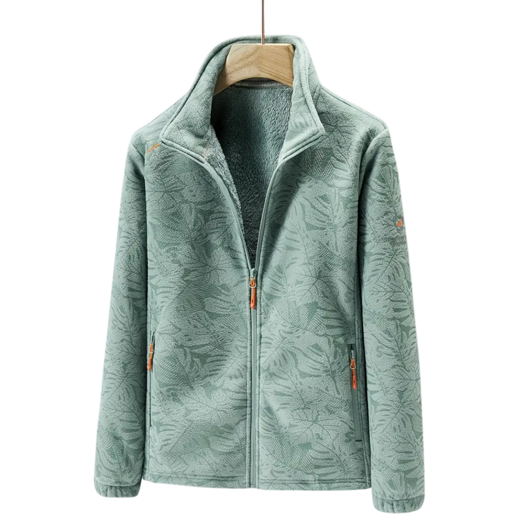 R&B | Damen Outdoor Fleecejacke Winddicht mit Pflanzenmuster