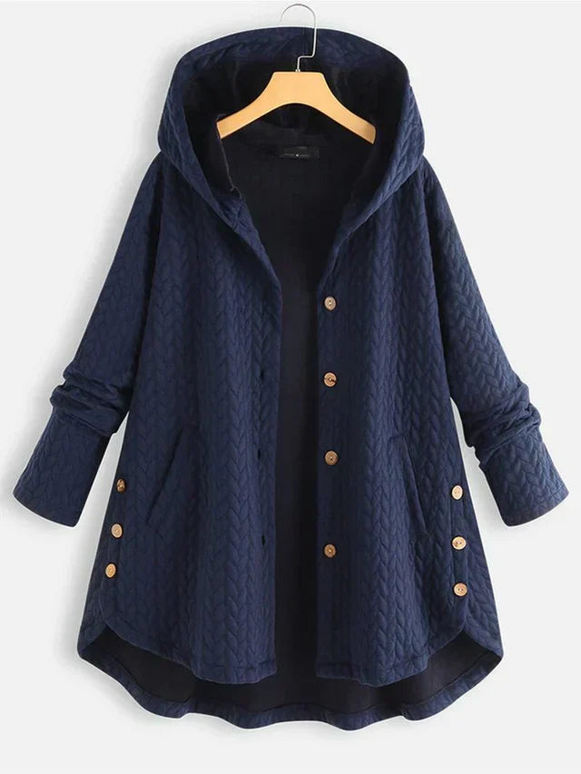 R&B | Damen - Wintermantel – Eleganter Gefütterter Mantel mit Kapuze