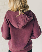 R&B | Zip Henley Acid Wash Fleece Hoodie
