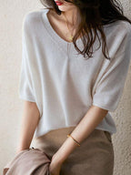 R&B | weicher Cashmere-Pullover mit V-Ausschnitt für Damen