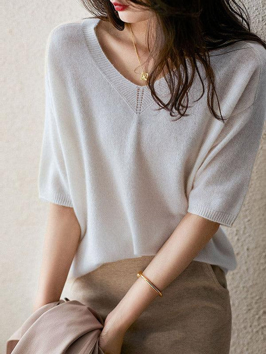 R&B | weicher Cashmere-Pullover mit V-Ausschnitt für Damen