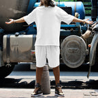 R&B | Lockeres T-Shirt Shorts einfarbiges Set