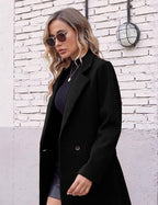 R&B | Damen Winter Wollmantel mit spitzem Revers