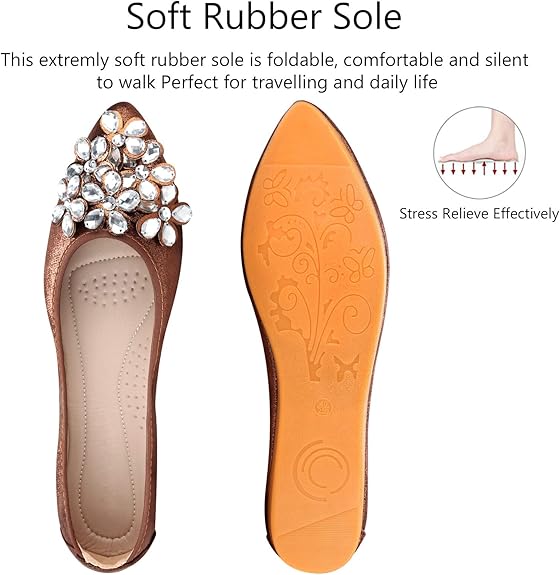 Funkelnde Strass Ballerina Flache Schuhe - Yelena R&B