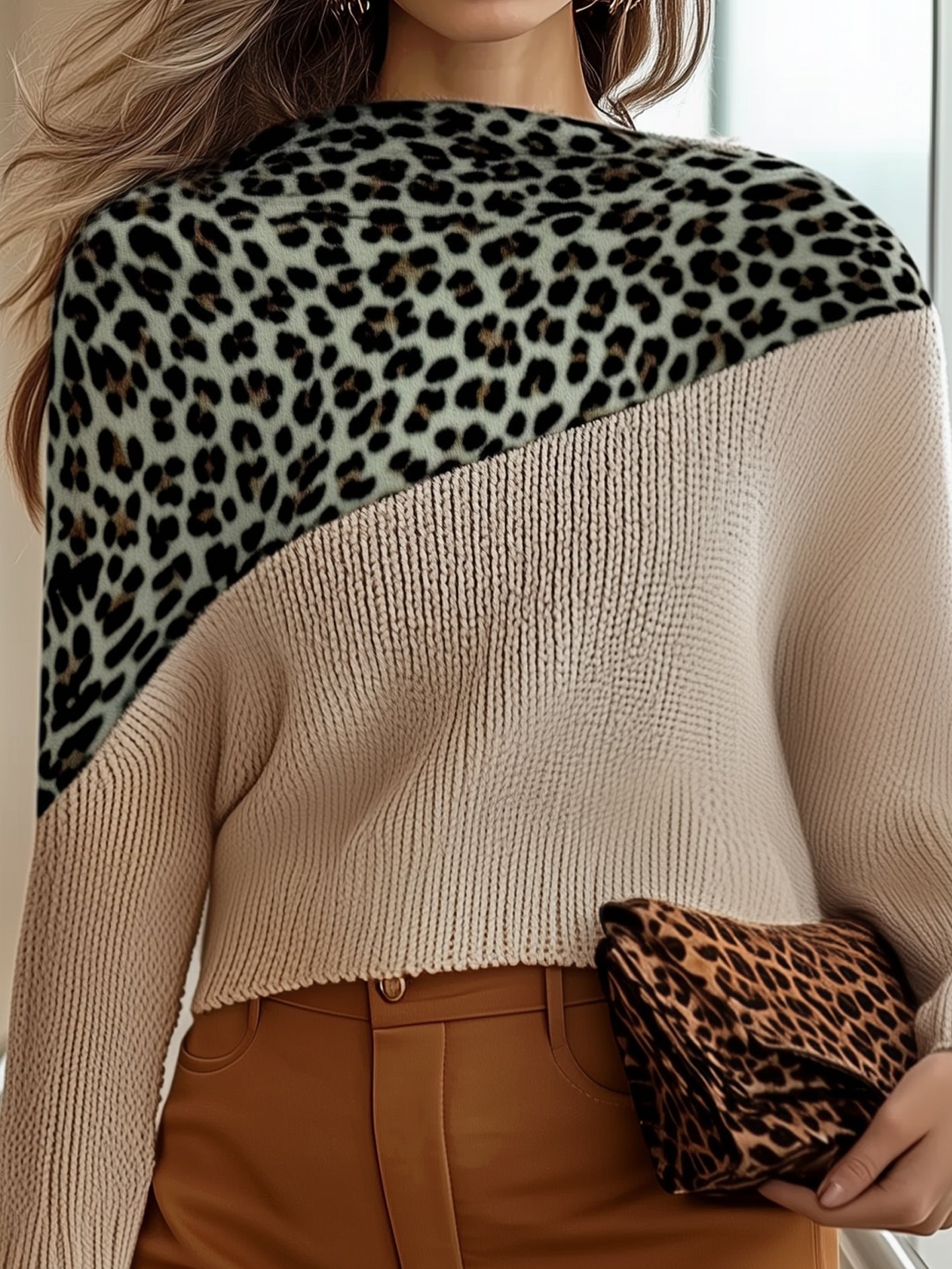 R&B | Leopardmusterter Strickpullover Modern und Schick Einzigartiges Design