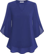 R&B | Doppelter Schichten Chiffon-Bluse