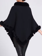 R&B | Poncho mit Pelzdetails Acrylmix Elegante Struktur
