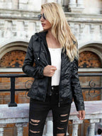 R&B | PU-Jacke mit Kapuze und durchgehendem Reißverschluss