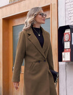 R&B | Damen Winter Wollmantel mit spitzem Revers