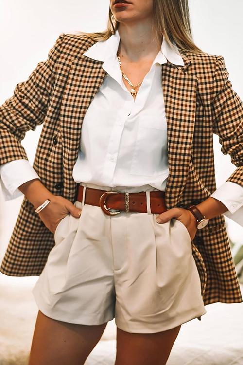 R&B | Karierter Blazer mit langen Ärmeln