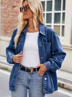 R&B | Knopf-Down Denimjacke mit Taschen