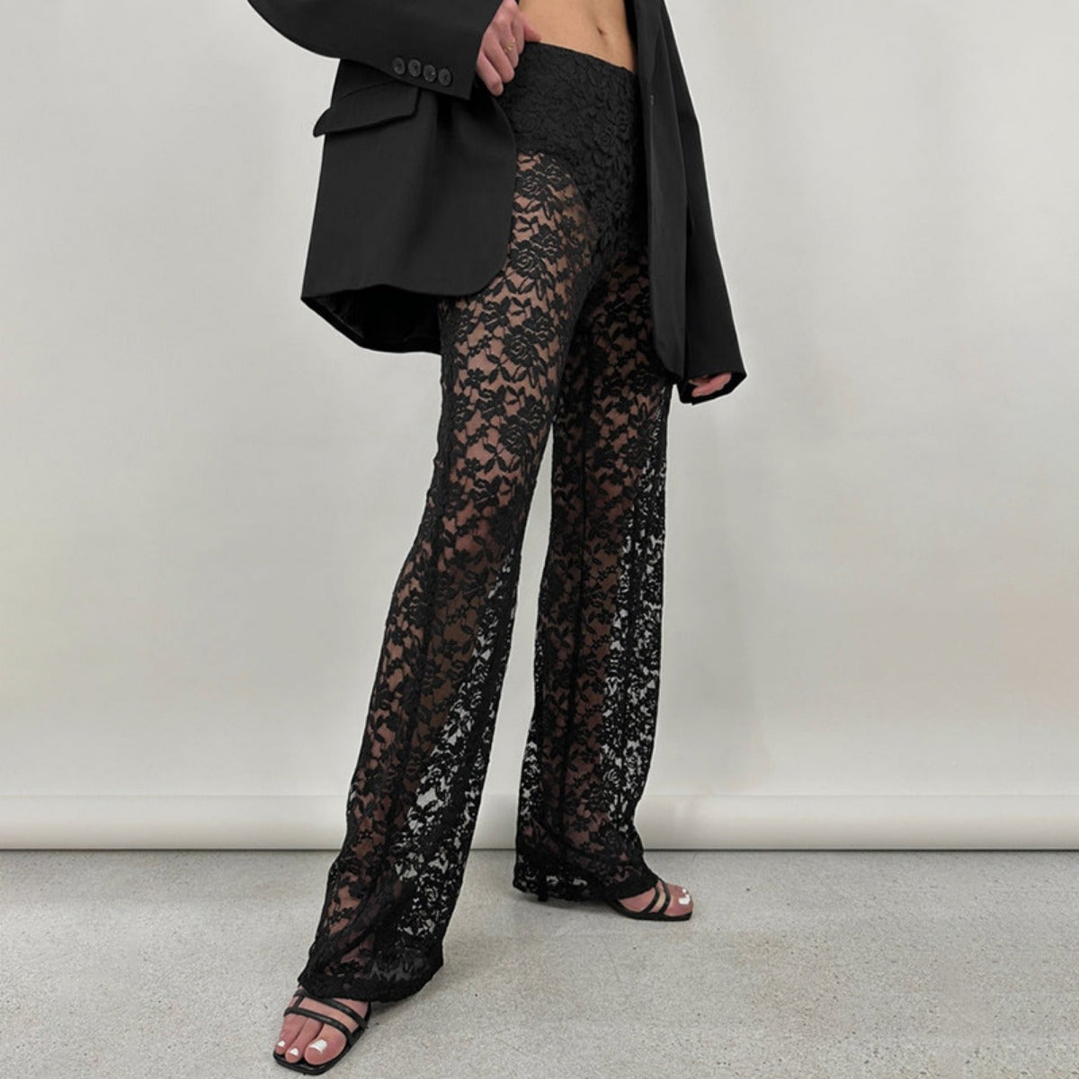 R&B | Spitze Perspektive hohe Taille Spleißen lange gerade Hose
