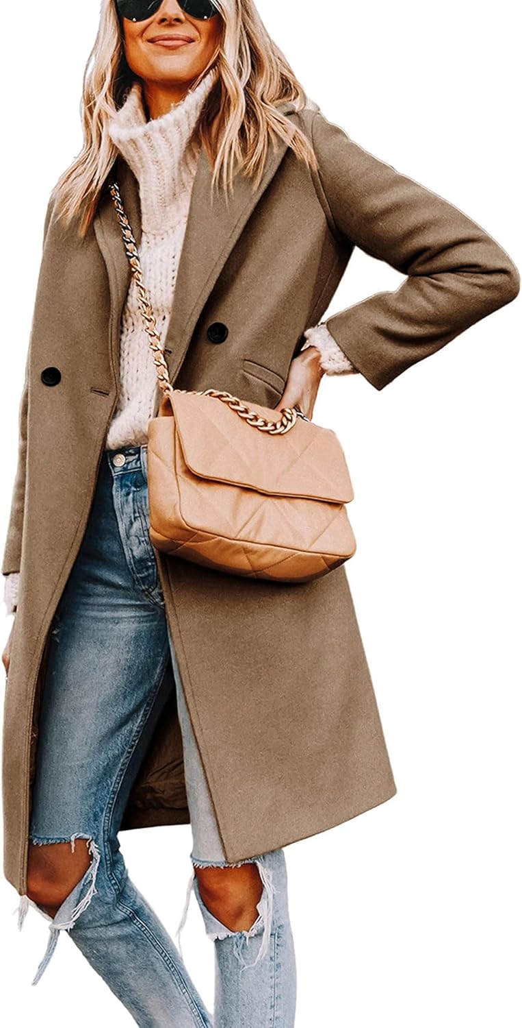 R&B | Damen Winter Wollmantel mit spitzem Revers
