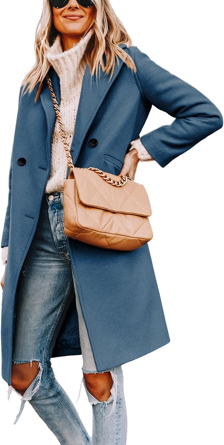 R&B | Damen Winter Wollmantel mit spitzem Revers