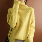 R&B | Rollkragenpullover mit Diamantmuster Gestrickt -Weich und Bequem