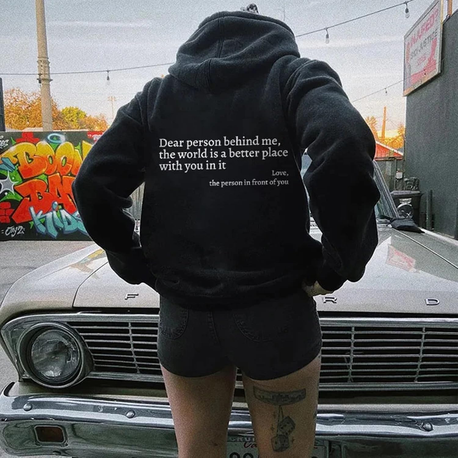 R&B | Hoodie mit Rücken-Spruch
