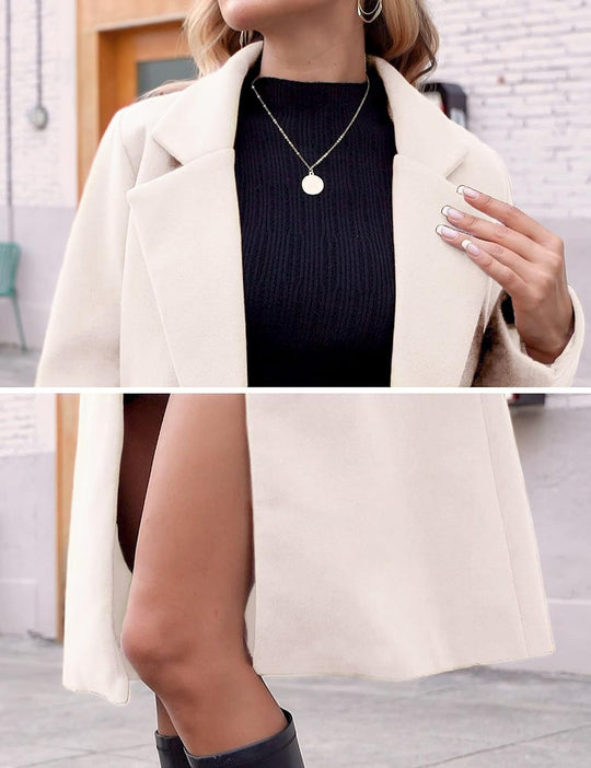 R&B | Damen Winter Wollmantel mit spitzem Revers