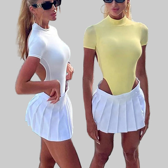 Damen Figurbetonter Body mit hohem Kragen R&B