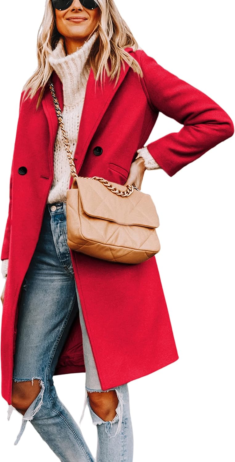 R&B | Damen Winter Wollmantel mit spitzem Revers