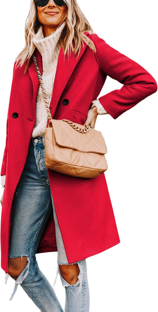 R&B | Damen Winter Wollmantel mit spitzem Revers