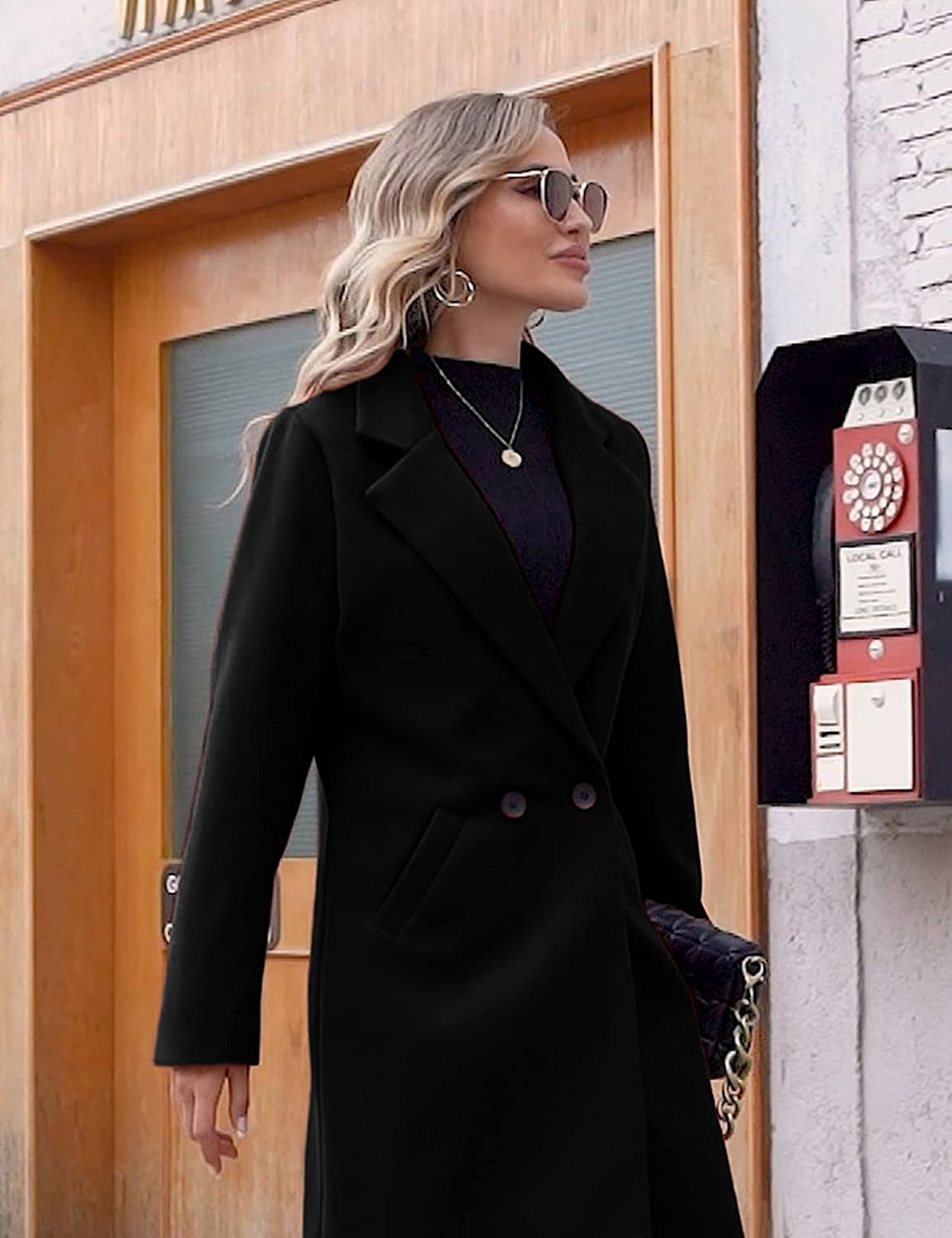 R&B | Damen Winter Wollmantel mit spitzem Revers