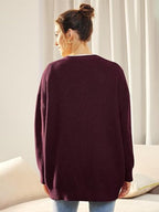 R&B | Cardigan - Damen Herbst Oversized V-Ausschnitt Knopf Cardigan
