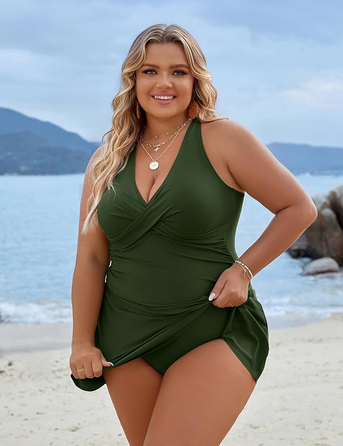 R&B | Plus Size Einteiler Schwimmdress Badeanzug Bauchkontrolle Badeanzüge