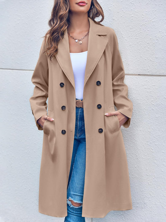 R&B | doppelte Reihe Trenchcoat für Damen - mit Gürtel in der Taille