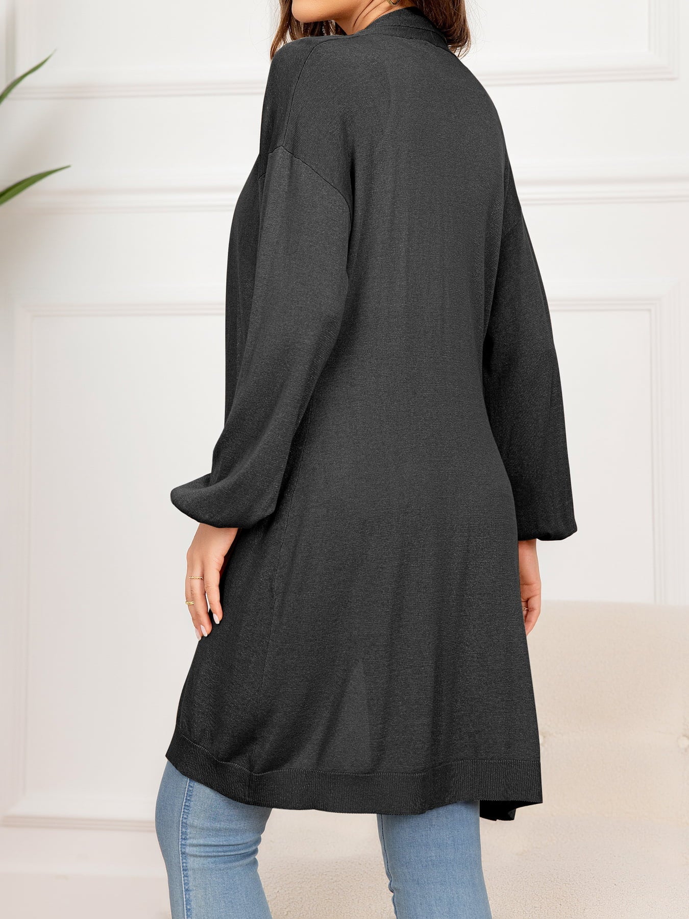 R&B | Gefallen Schulter Offene Front Langarm Cardigan