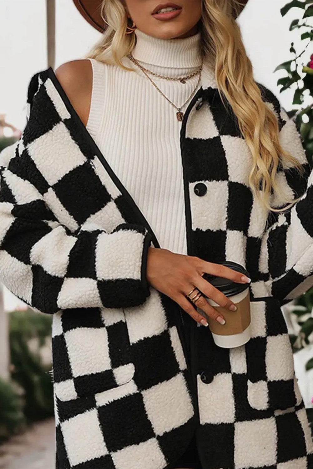 R&B | Gitter Sherpa Jacke Polyester Warm und Trendy Produktbeschreibung: