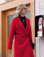 R&B | Damen Winter Wollmantel mit spitzem Revers